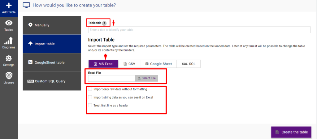 Import Table