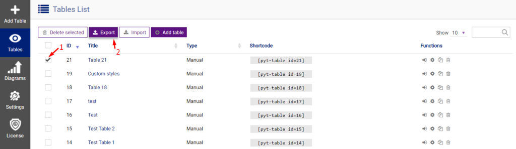 Data table plugin