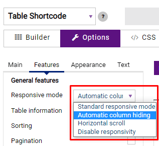 Automatic column hiding