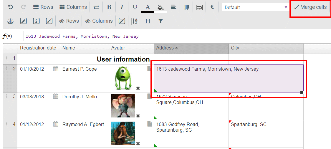 How to merge cells? PubyDoc Data Tables and Charts WordPress Plugin