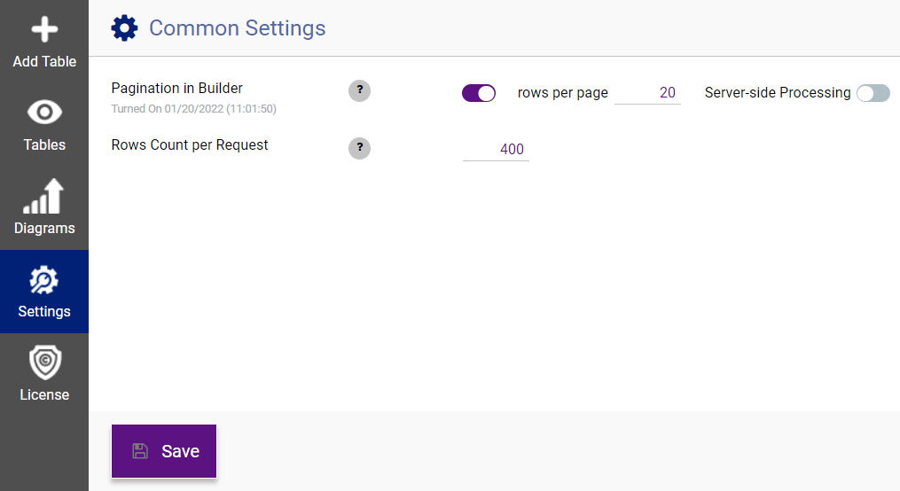 Pagination Settings