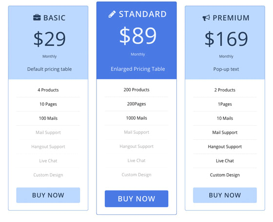 Pricing Table